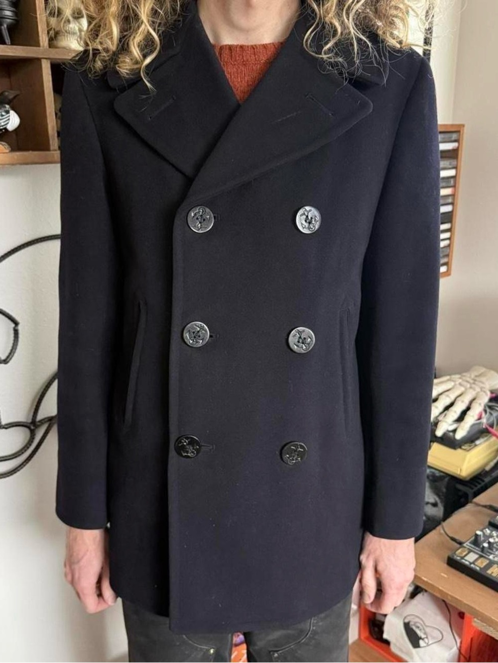 Vintage 60s US Navy Double Breasted Wool Peacoat ~ Size Small
